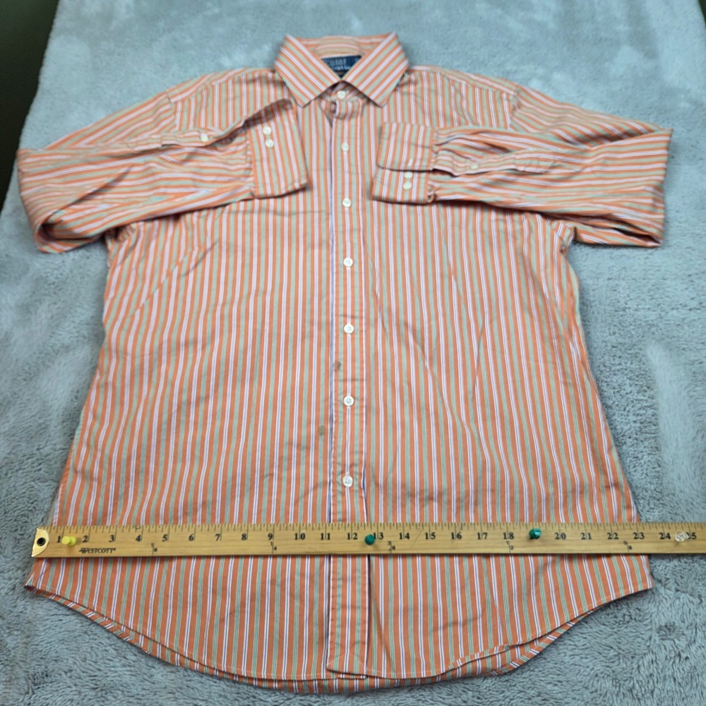 Polo Ralph Lauren Button Down Mens 16.5 Regent Custom Fit Striped Orange Multi